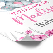 Affiche de bienvenue Eléphant Rose, Fille Douche R (Coin)