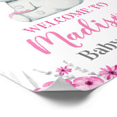 Affiche de bienvenue Eléphant Rose, Fille Douche R (Coin)