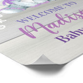 Affiche de bienvenue Eléphant Violet, Douche Fille (Coin)