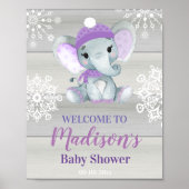 Affiche de bienvenue Eléphant Violet, Douche Fille (Devant)