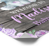 Affiche de bienvenue Eléphant Violet, Rose fille D (Coin)