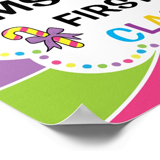 Affiche de bienvenue en classe dans le thème Candy (Coin)