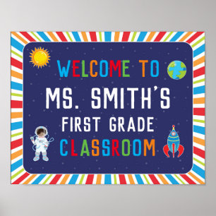 Affiche de bienvenue en classe dans l'espace extra