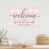 Affiche de bienvenue en vichy rose (Cuisine)
