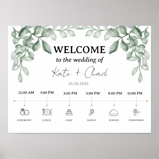Affiche de bienvenue et de chronologie de mariage (Devant)