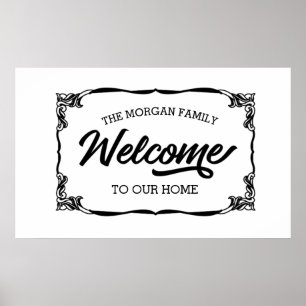 affiche de bienvenue familiale vintage ferme