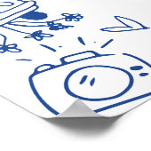 Affiche de bienvenue Fête des mariées bleue à main (Coin)