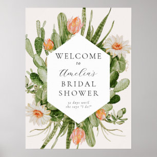 Affiche de bienvenue Fête des mariées Boho Cactus