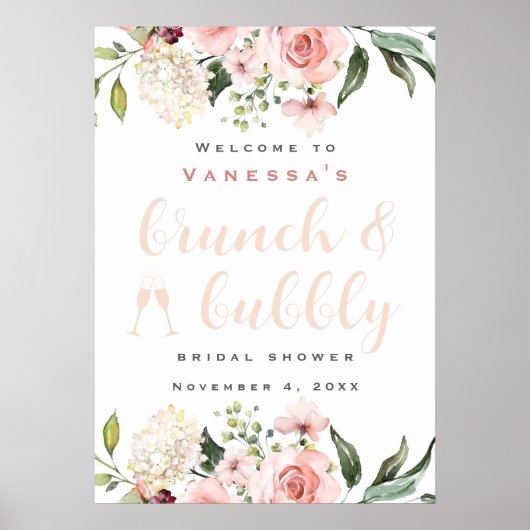 Affiche de bienvenue Fête des mariées Brunch et Bu (Devant)