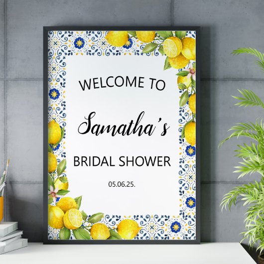 Affiche de bienvenue Fête des mariées citron et ca
