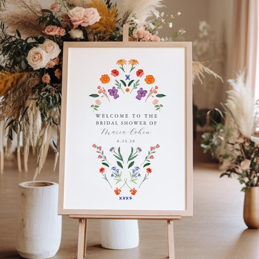 Affiche de bienvenue Fête des mariées de jardin se