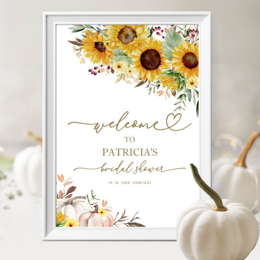 Affiche de bienvenue Fête des mariées de Sunflower