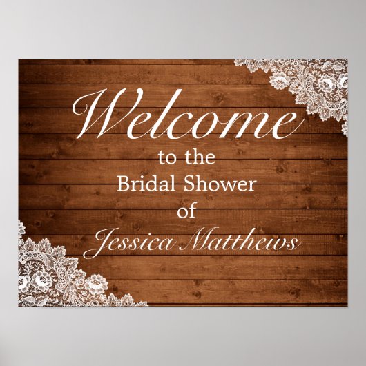 Affiche de bienvenue Fête des mariées en bois rust (Devant)