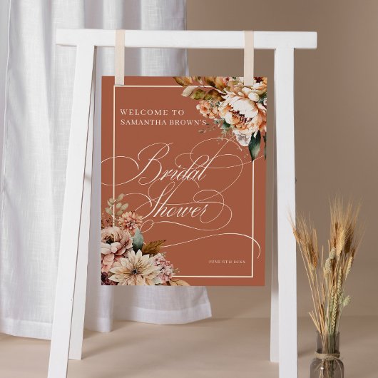 Affiche de bienvenue Fête des mariées florale Boho