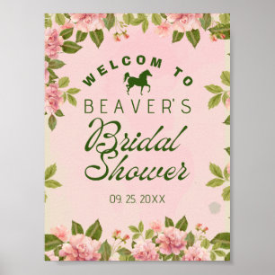 Affiche de bienvenue Fête des mariées florale chic