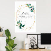 Affiche de bienvenue Fête des mariées florale verd (Bureau à domicile)