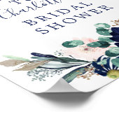 Affiche de bienvenue Fête des mariées Navy & Blush (Coin)