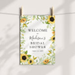 Affiche de bienvenue Fête des mariées tournesol<br><div class="desc">Bienvenue dans votre douche nuptiale avec cette belle affiche,  avec un cadre de tournesols et de verdure. Ajoutez le nom du client d'honneur,  la date de la douche et le texte de bienvenue personnalisé en utilisant les champs fournis.</div>