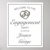 Affiche de bienvenue Fiançailles blanc minimaliste (Devant)