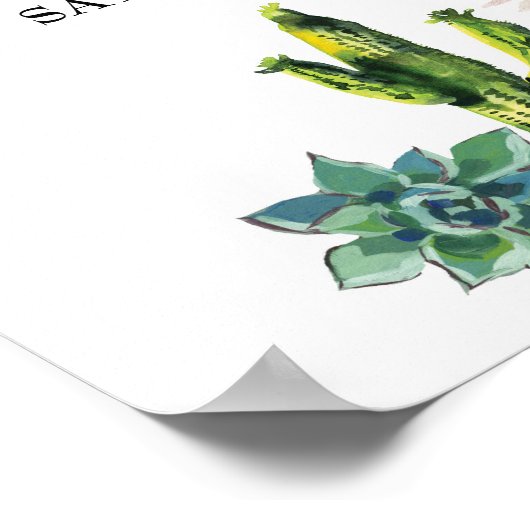 Affiche de bienvenue Fiesta Mariage Mexique Cactus (Coin)