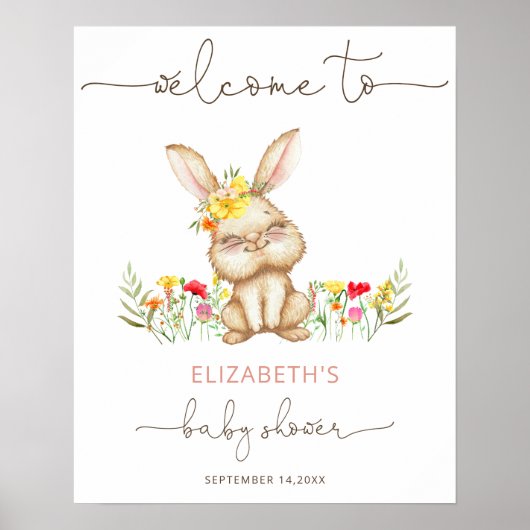 Affiche de bienvenue fille lapin (Devant)