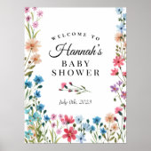 Affiche de bienvenue fleur sauvage Baby shower (Devant)