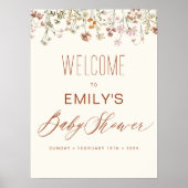 Affiche de bienvenue fleur sauvage Baby shower En  (Devant)