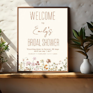 Affiche de bienvenue fleur sauvage Fête des mariée