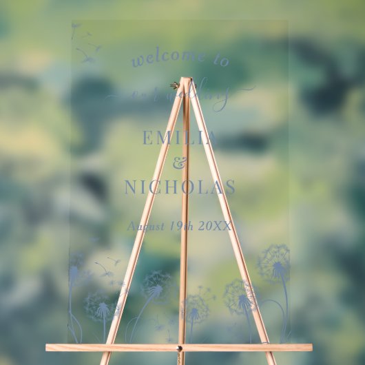 Affiche de bienvenue fleur sauvage Mariage bleu (Neutre)