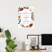 Affiche de bienvenue florale de Boho neutre rustiq (Bureau à domicile)