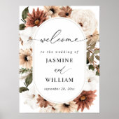Affiche de bienvenue florale de Boho neutre rustiq (Devant)