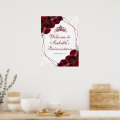 Affiche de bienvenue florale de la Quinceanera de  (Cuisine)