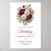 Affiche de bienvenue florale dorée de Bourgogne so (Devant)