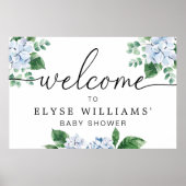 Affiche de bienvenue florale Hydrangea Bleu (Devant)