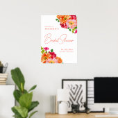 Affiche de bienvenue florale mignonne orange et ro (Bureau à domicile)