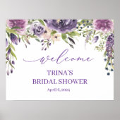 Affiche de bienvenue florale pourpre (Devant)