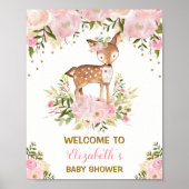 Affiche de bienvenue florale rose Baby shower de c (Devant)