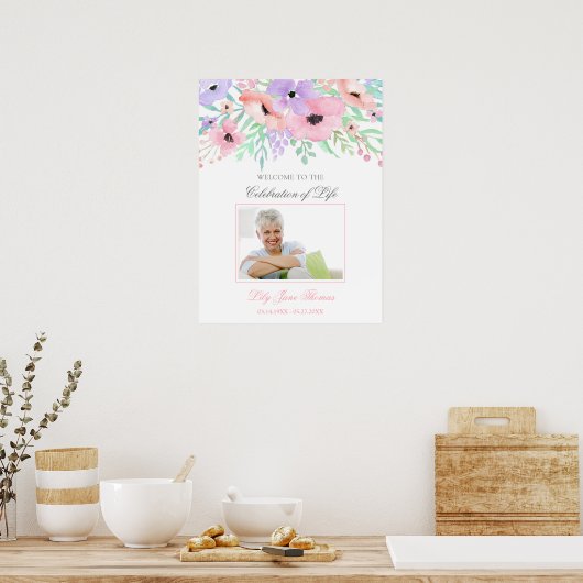 Affiche de bienvenue funéraire de fleurs d'aquarel (Cuisine)