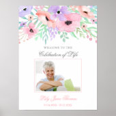 Affiche de bienvenue funéraire de fleurs d'aquarel (Devant)