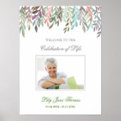 Affiche de bienvenue funéraire du feuillage d'aqua (Devant)