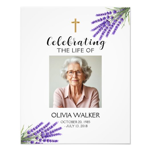 Affiche de bienvenue funéraire photo Lavender (Devant)