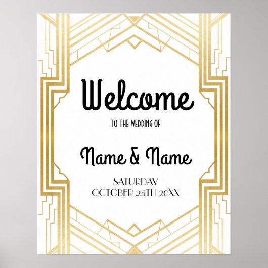 Affiche de bienvenue Gatsby Art déco orée Affiche (Devant)