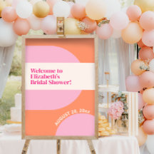Affiche de bienvenue géométrique rose et orange