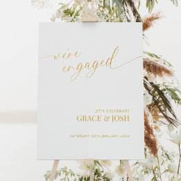 Affiche de bienvenue Gold Elegant Script Engagemen