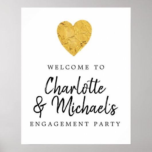 Affiche de bienvenue Gold Foil Heart Engagement Pa (Devant)