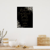 Affiche de bienvenue Gothique Floral Engagement Pa (Cuisine)