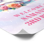 Affiche de bienvenue Licorne Rose Violet Rêveuse F (Coin)