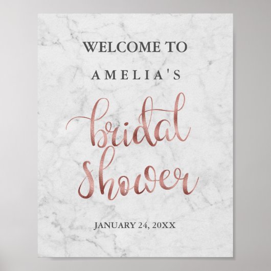 Affiche de bienvenue Marbre Faux Rose Fête des mar (Devant)
