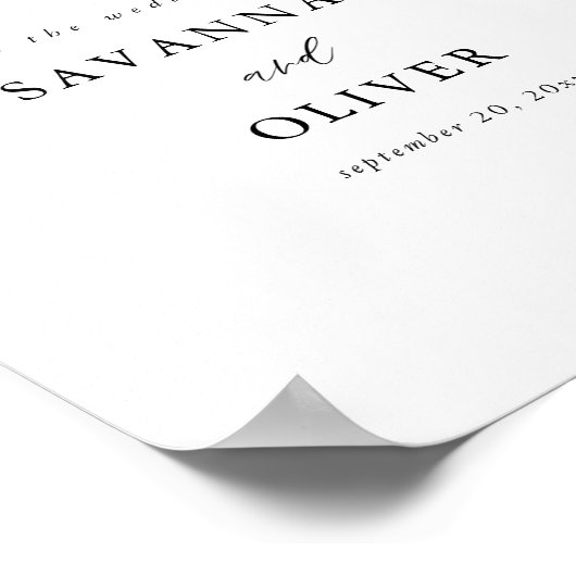 Affiche de bienvenue Mariage à florale dorée (Coin)