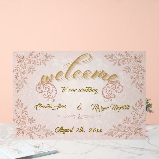 Affiche de bienvenue Mariage acrylique avec Floral (Mariage)